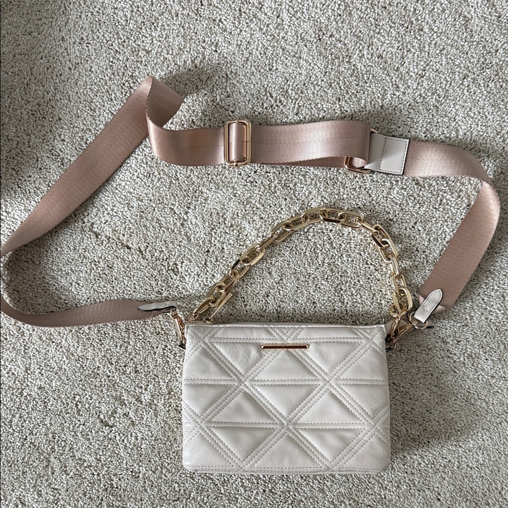 Aldo Cream Geometric Crossbody Bag